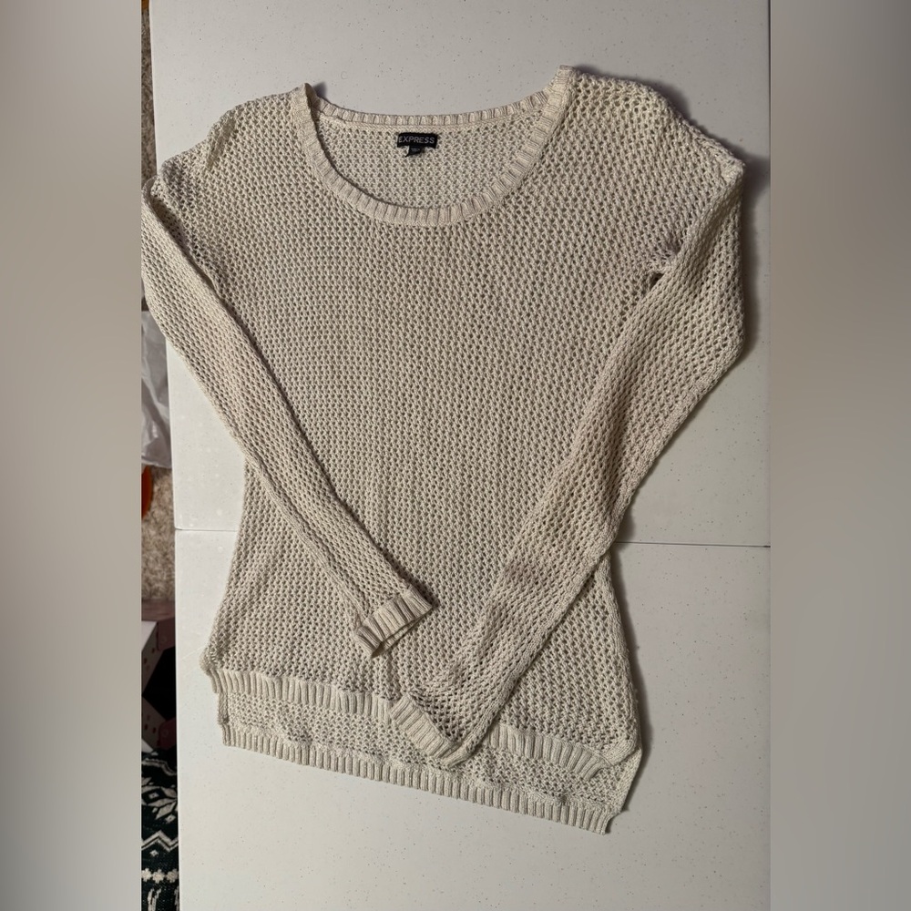 Express beige glitter shirt with holes